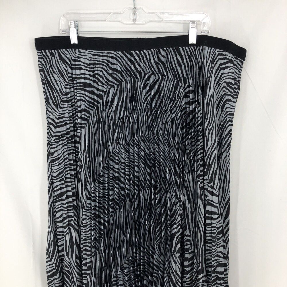 Scoop Gray Black Zebra Print Knife Pleat Elastic Waist Skirt XXXL 22